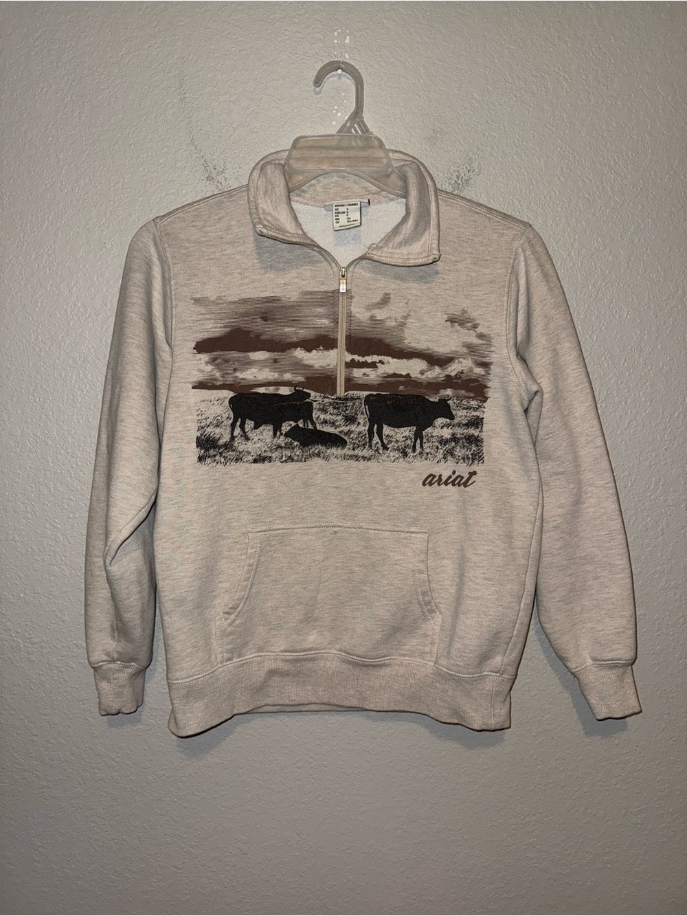 Ariat REAL Scenic 1/2 Zip Sweatshirt Size Small Western Ranch Graphic Pullover - Picture 3 of 7